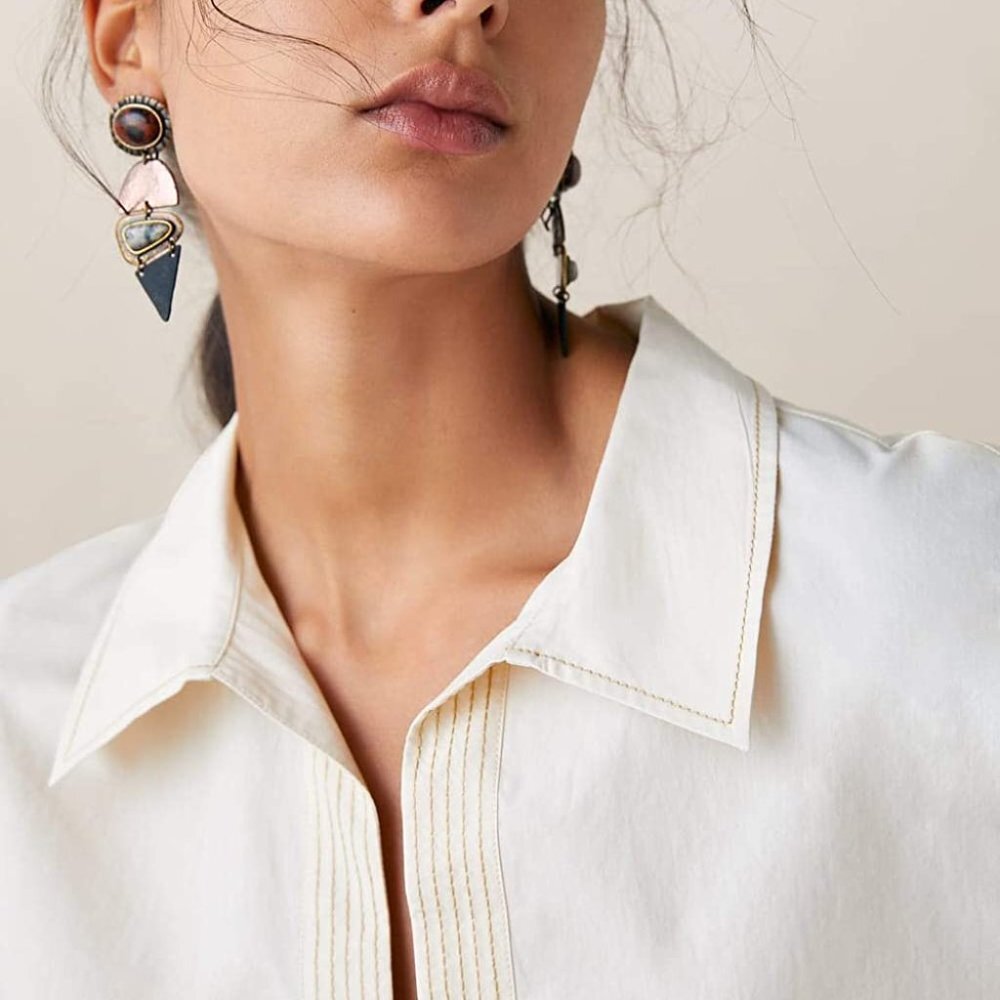 Geometric Artificial Gemstone Drop Earrings